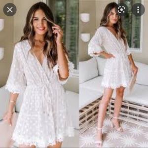 Vici Polka Dot Crochet Lace Romper